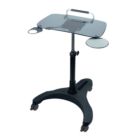 AIDATA Sit/Stand Mobile Laptop Workstation Tempered Safety Glass, Smoke LPD010G